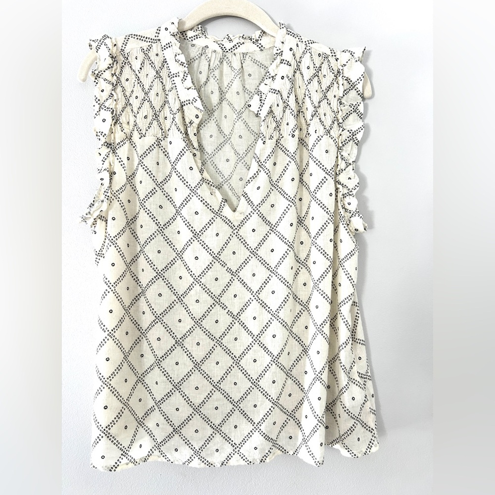 Rails Cream and Black Patterned Blouse